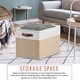 preview thumbnail 42 of 64, Foldable Collapsible Storage Box Bins Linen Fabric Shelf Basket Cube Organizer with Leather Handles - Set of 6