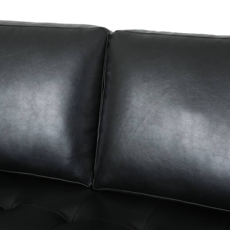 85'' Wide Standard PU Leather Sofa with Birch Legs and Throw Pillows