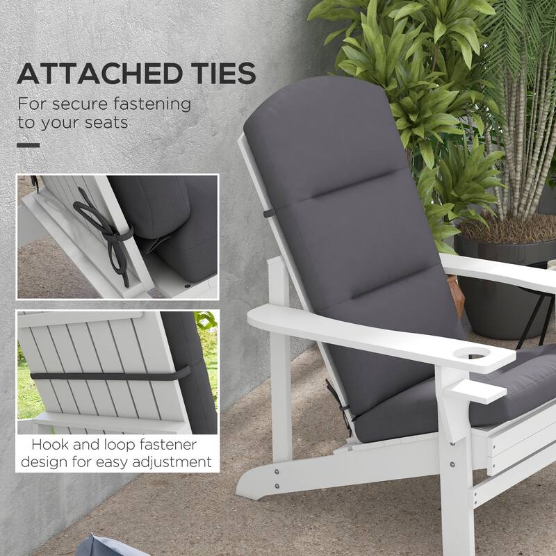 2 Piece Grey Polyester Adirondack Chair Cushions Set with Water-Repellent Cover and Ties - 58.75" L x 20.5" W