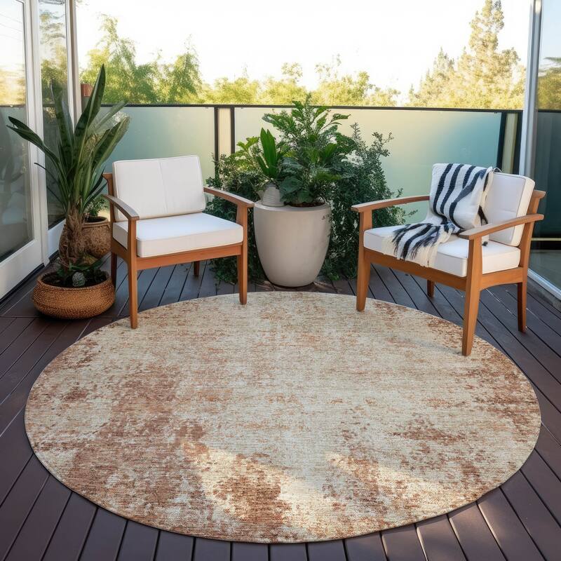 Machine Washable Indoor/ Outdoor Chantille Rug - Paprika - 8' x 8'