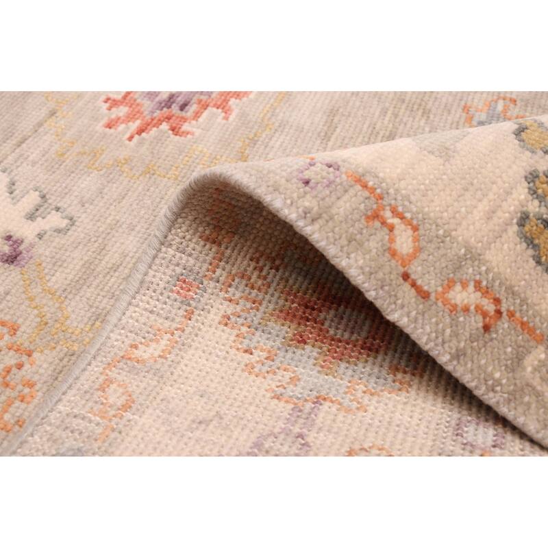 ECARPETGALLERY Hand-knotted Modern Oushak Light Grey Wool Rug - 5'0 x 8'0