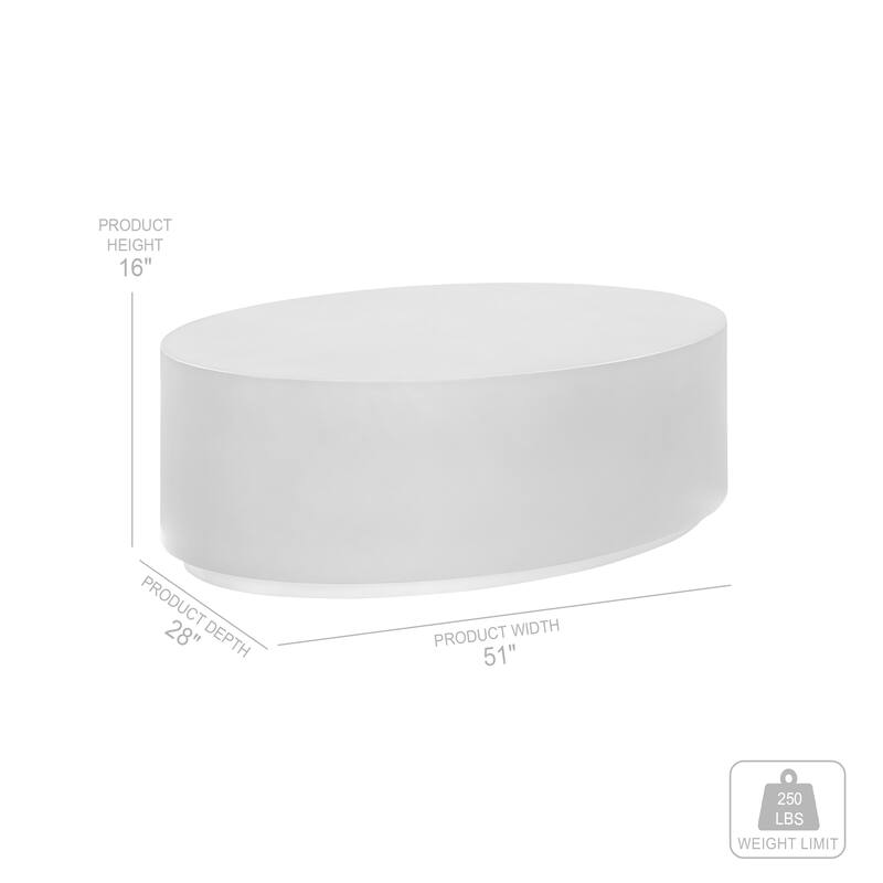 HomeRoots 28" Gray And Brass Concrete And Brass Oval Coffee Table - 28' X '16' X '51