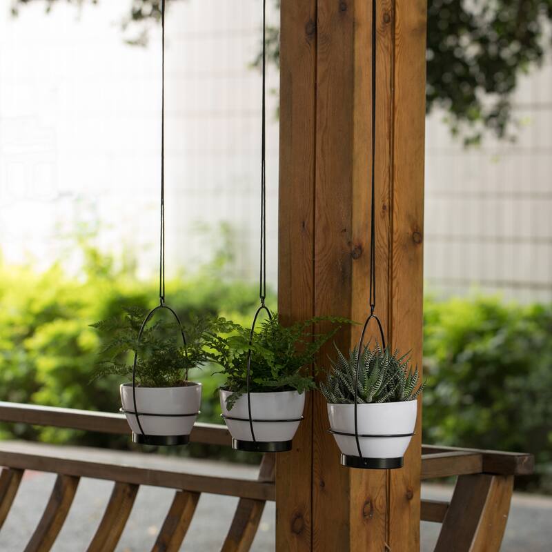 Decorative Metal Hanging Planter with Tree Pots for Flowers