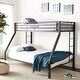 preview thumbnail 1 of 6, Metal Twin XL/Queen Bunk Bed with Full-Length Guardrail, Space-Saving Design Black
