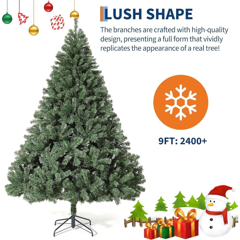 Pre-Lit Artificial Spruce Christmas Tree with White Lights, Unlit Hinged Design