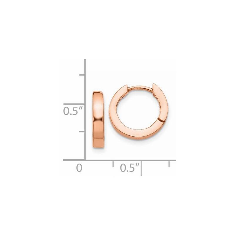Curata 14k Rose Gold Solid Polished Squared Tube Round Hinged Hoop Earrings 9x2.5mm
