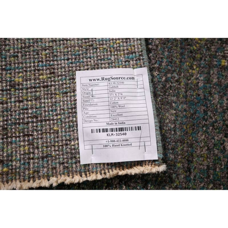 Contemporary Gabbeh Indian Area Rug Hand-Knotted Wool Carpet - 9'0" X 12'2"