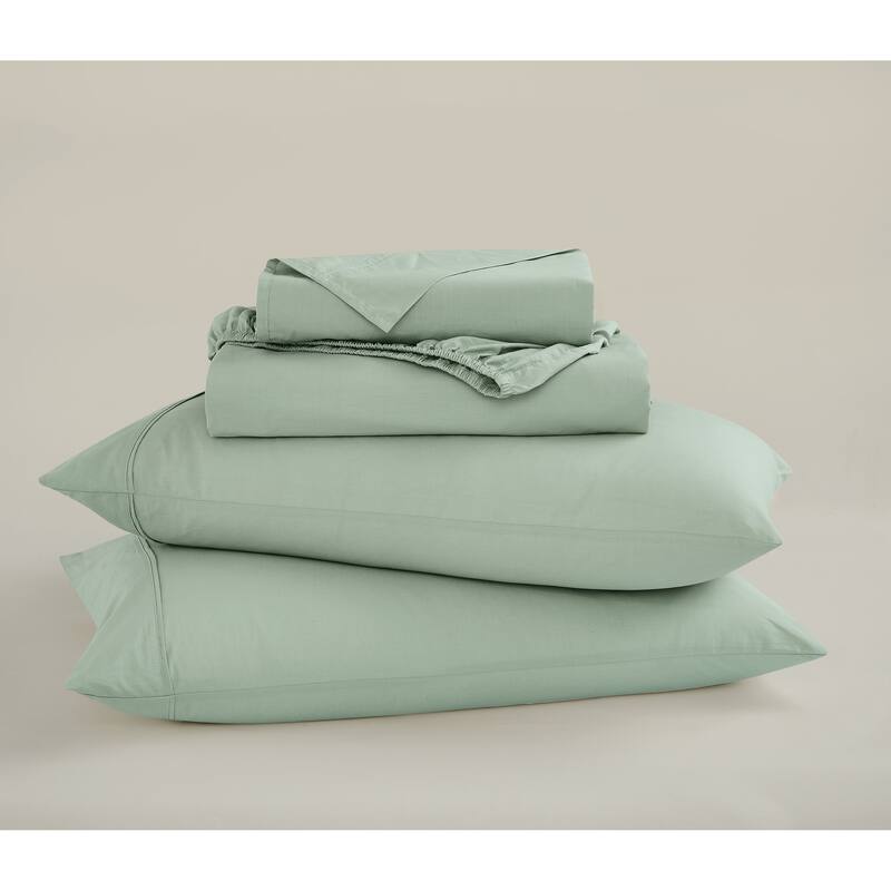 Brooklyn Loom Solid Cotton Percale Bed Sheet Set