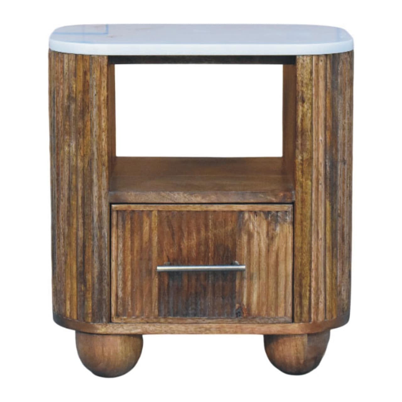 Artisan Furniture Solid Wood Beaumont Marble Bedside, Brown