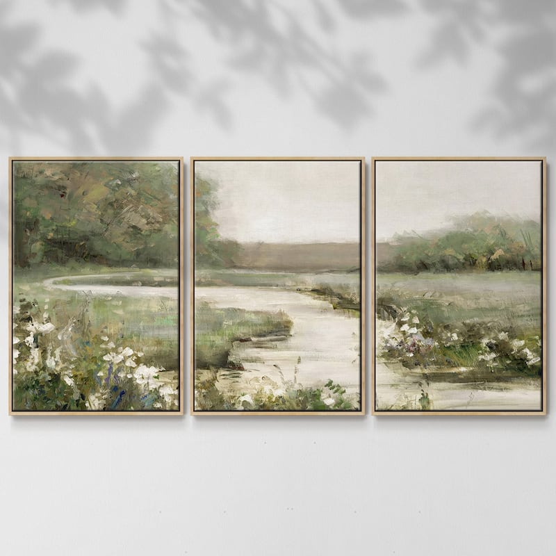 Quiet Path - Multi Piece Framed Canvas - 24 x 36 - Natural