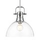 preview thumbnail 1 of 0, Yep by Golden Lighting Duncan 1-light 14in rod hung Pendant in Chrome and Clear Glass