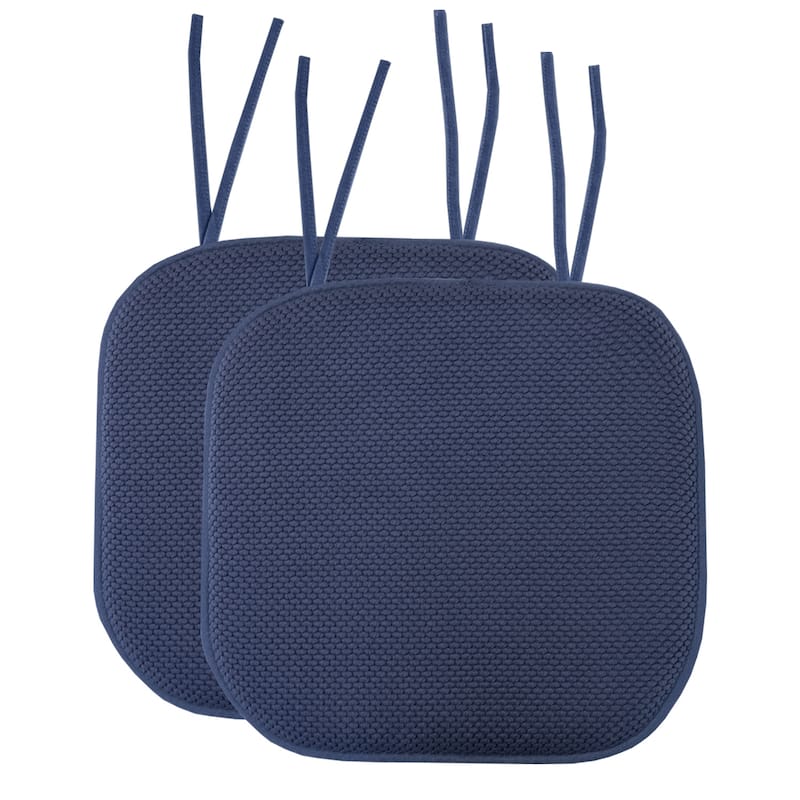 Sweet Home Collection Honeycomb Memory Foam Non Slip Chair Cushion Pad with Ties 16" x 16"