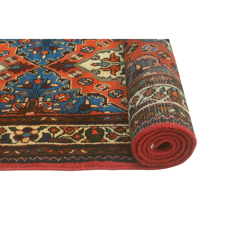 Fine Vintage Distressed Zakiya Orange/Blue Runner - 2'5" x 9'7"