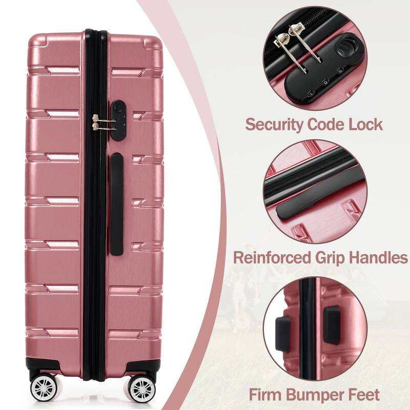 Luggage Sets 3 Piece ABS Hardshell Lightweight Durable Suitcase with Spinner Wheels, for Travel Men Women
