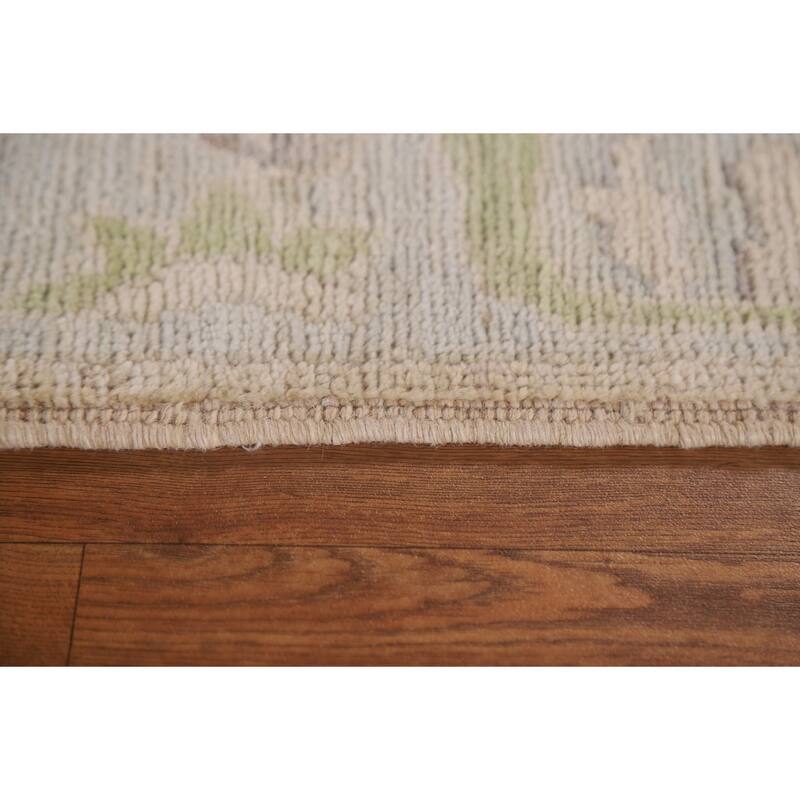 Floral Oushak Turkish Runner Rug Hand-knotted Wool Carpet - 3'1"x 9'10"