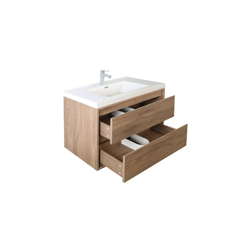 Sage 42" wall mounted bathroom vanity with single basin acrylic top