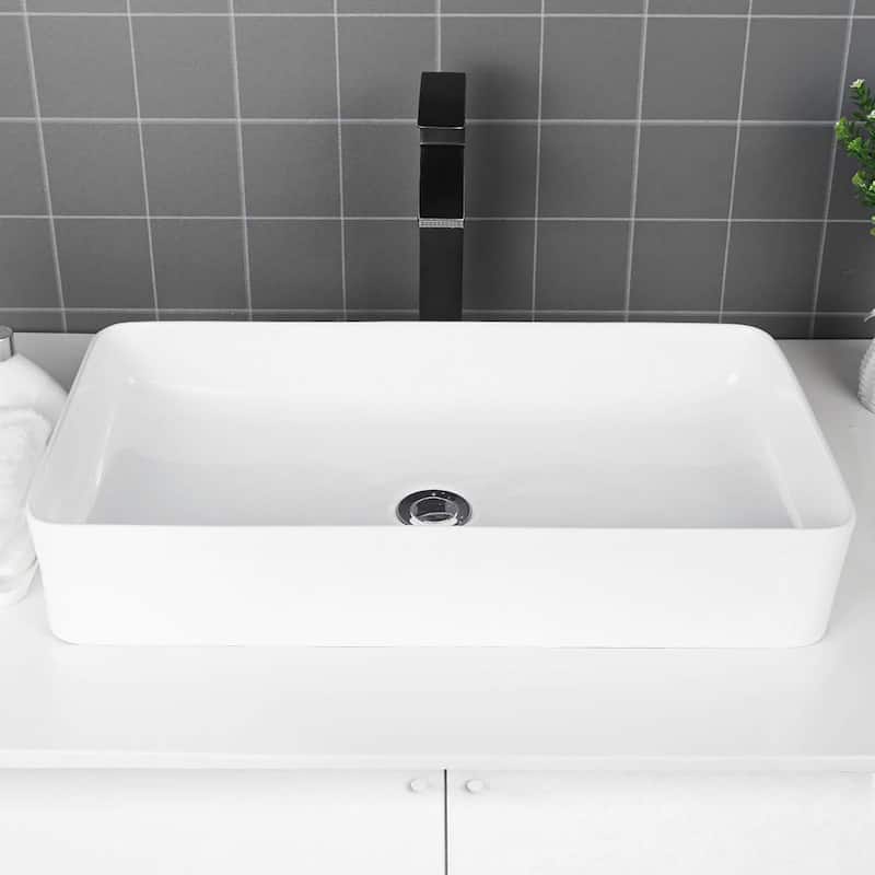 Ceramic Handmade Rectangular Vessel Bathroom Sink