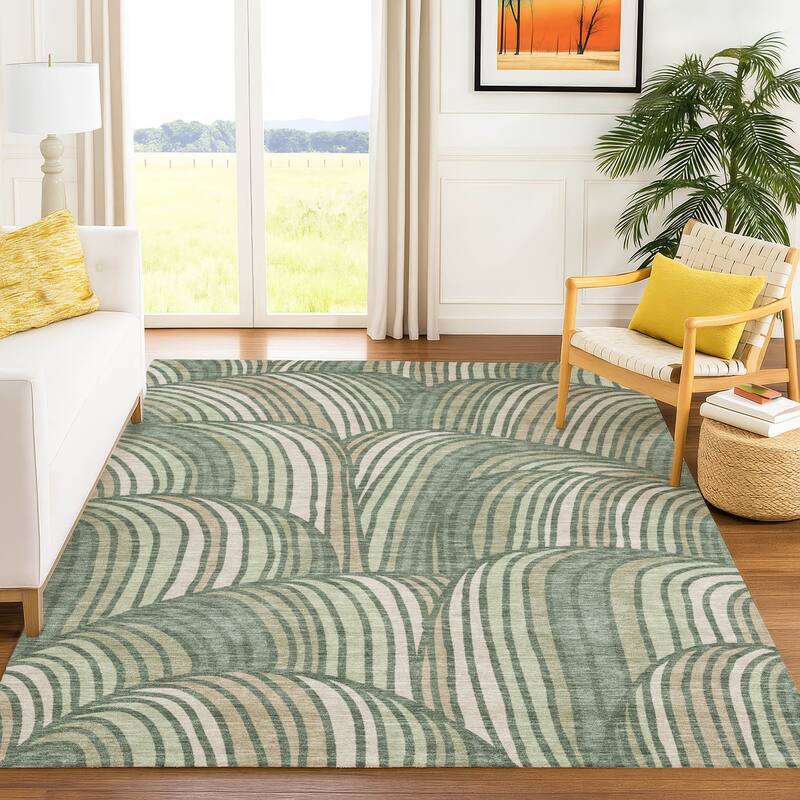 Machine Washable Indoor/ Outdoor Modern Parsons Chantille Rug
