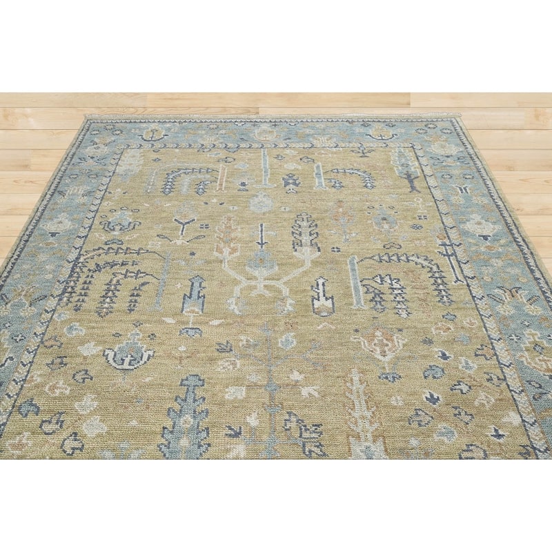 LoomBloom Multi Size Beige Hand Knotted Oushak 100% Wool Area Rug