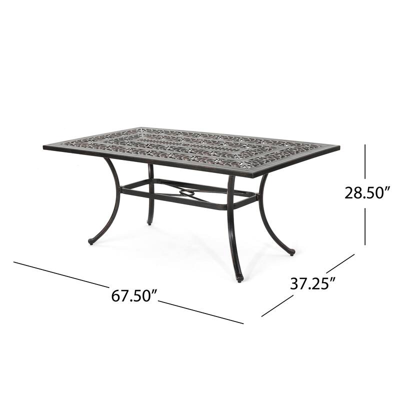 Tucson Outdoor Rectangular Cast Aluminum Dining Table by Christopher Knight Home - 67.50"L x 37.25"W x 28.50"H