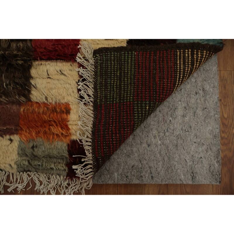 Hand Knotted Oriental 100% Wool Carpet Modern Geometric Brown Moroccan Area Rug - 9' 5'' X 6' 9''