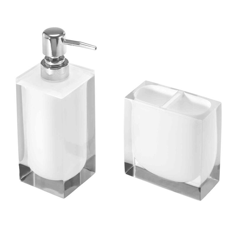 Izod Marina White Toothbrush & Lotion Dispenser Set