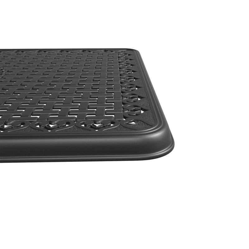 L68.9*W37.4-inch Cast Aluminum Patio Dining Table With Black Frame and Umbrella Hole - Black