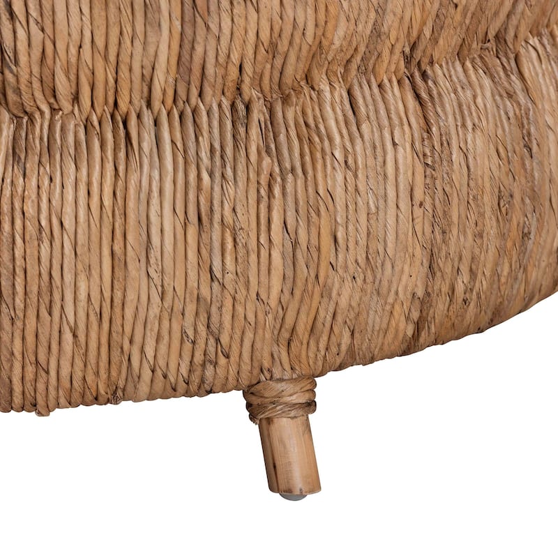 Roma Rattan and Seagrass Coffee Table - Low Profile Boho Accent Table with Textured Design and Natural Finish