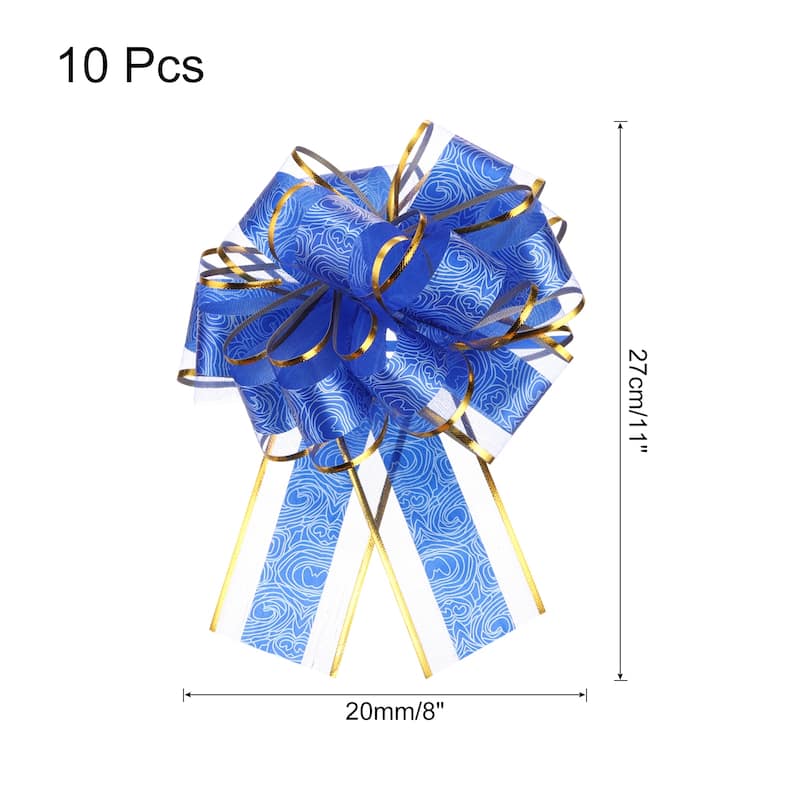 10pcs Large Pull Bow Gift Wrapping Bows Ribbon Organza for Wedding - Dark Blue - 8 Inch