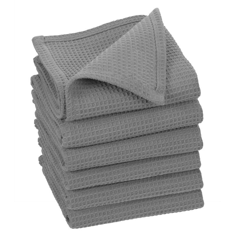 Fabstyles Broadway Waffle Cotton Dish Cloth Set of 6 - 12x12