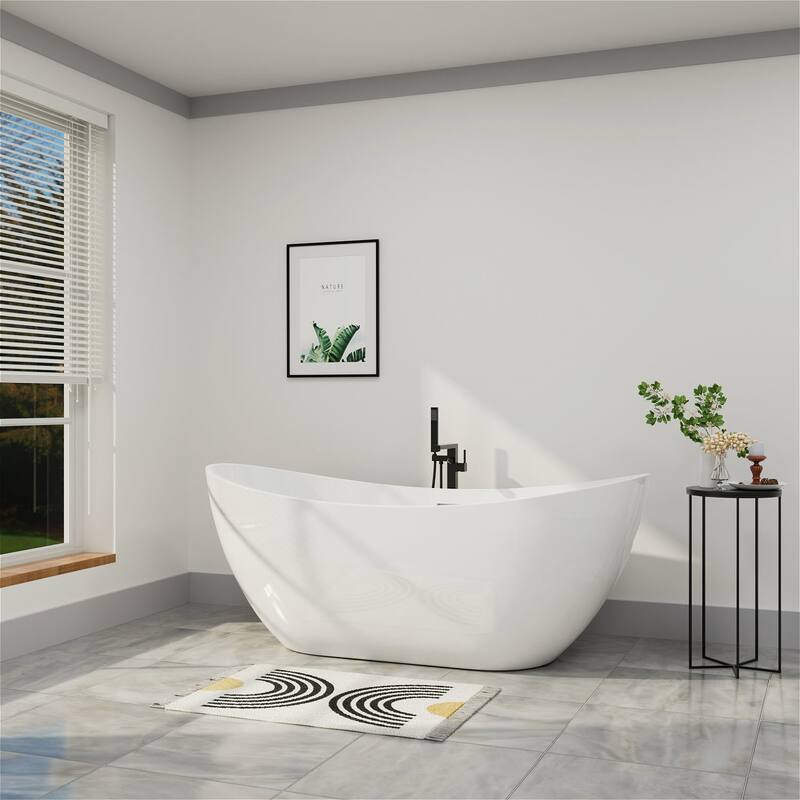 62 in. Acrylic Freestanding Soaking Slipper Bathtub