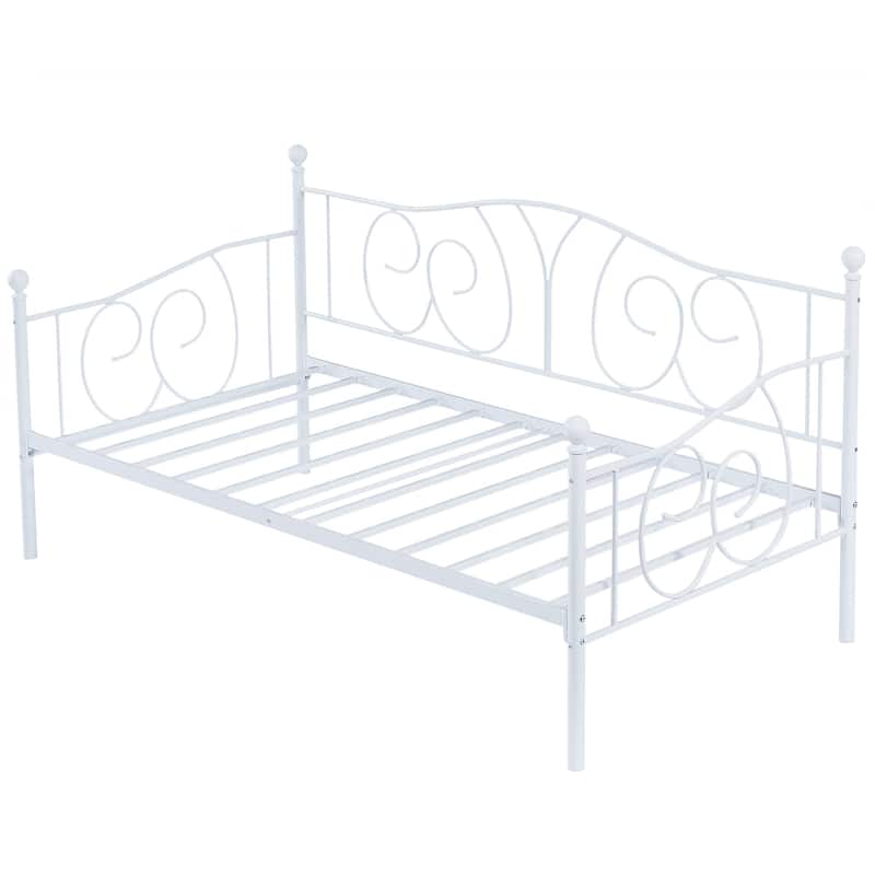 Javlergo Twin Metal Daybed Frame with Slats, Classic Mattress Foundation, No Box Spring Needed