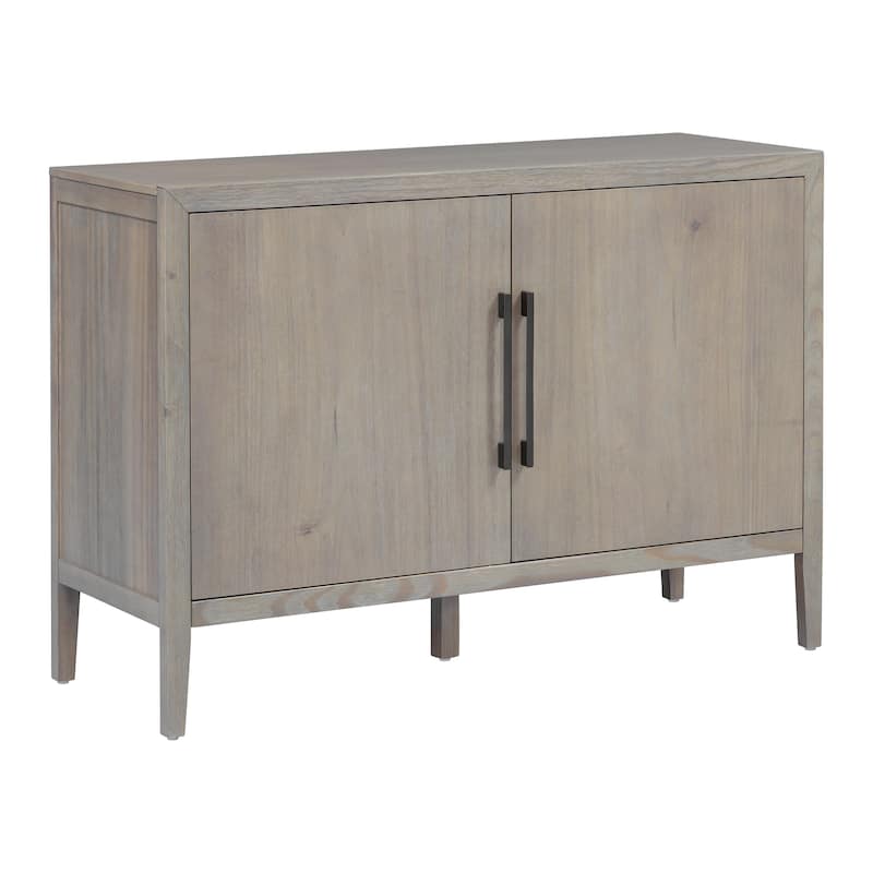 47.25"Sideboard with Pine Veneer and 2 Doors, Retro Buffet with Adjustable Feet, Wooden Storage Cabinet with Metal Handles