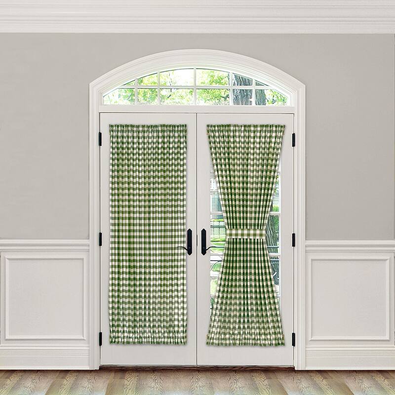 Buffalo Check Rod Pocket Door Panel and Tieback - 54x72 - Sage