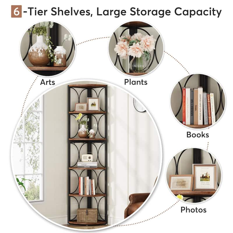 67" Tall Corner Shelf, Corner Bookshelf Bookcase Standing Shelving Unit