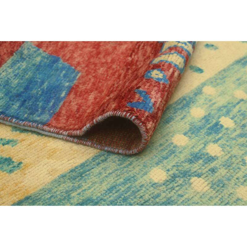 Balochi Adeeb Beige/Lt. Green Rug - 4'2" x 5'11"