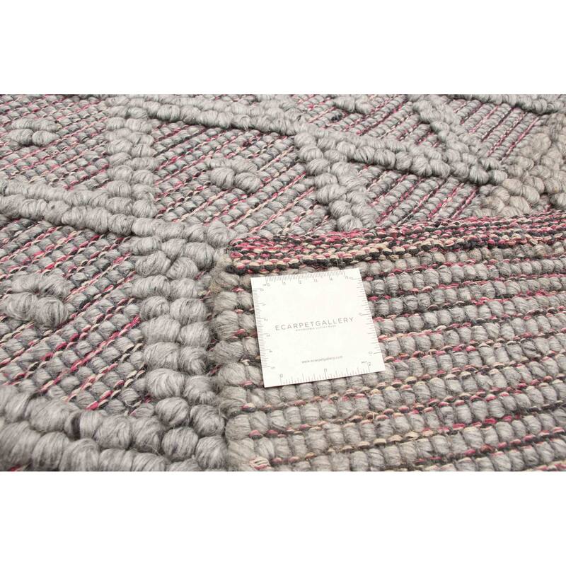 ECARPETGALLERY Braid weave Sienna Grey Wool Rug - 5'2 x 7'8