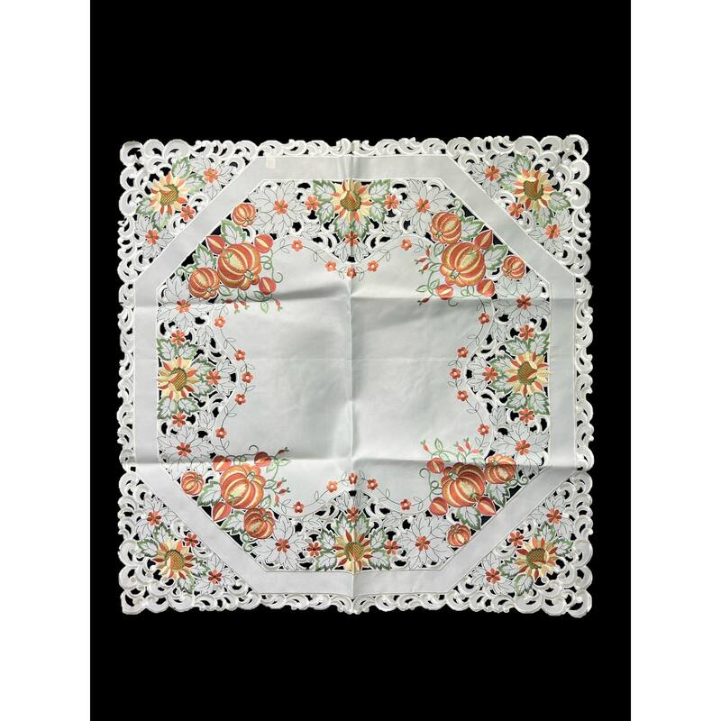 Pumpkin Embroidered Cutwork Square tablecloth, 36 inch Square