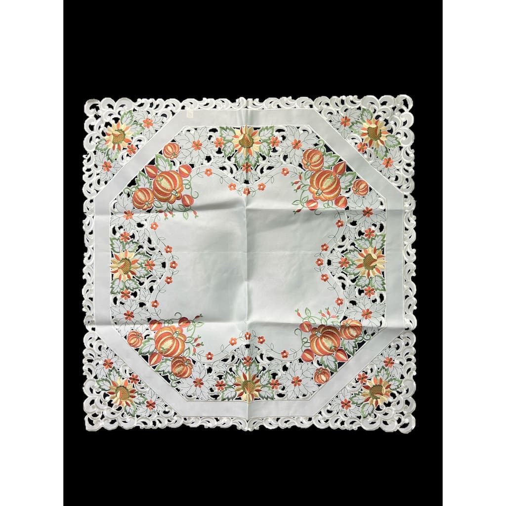 Pumpkin Embroidered Cutwork Square tablecloth, 36 inch Square