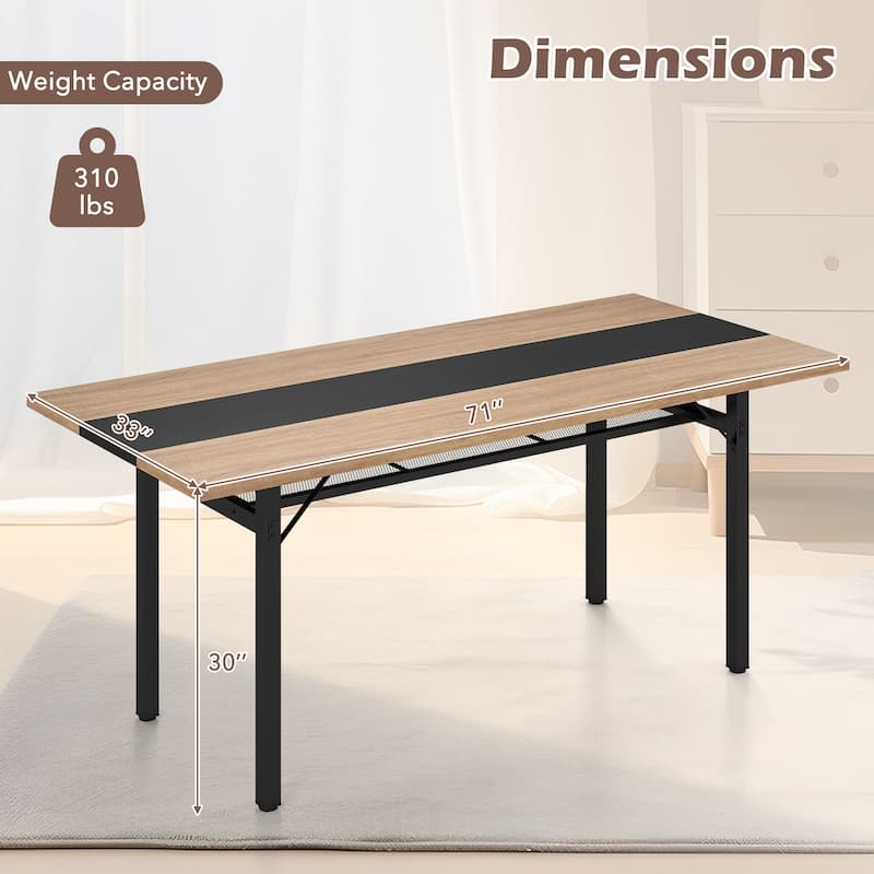 Gymax 71'' Long Large Wood Dinner Table 6 FT Dining Table w/