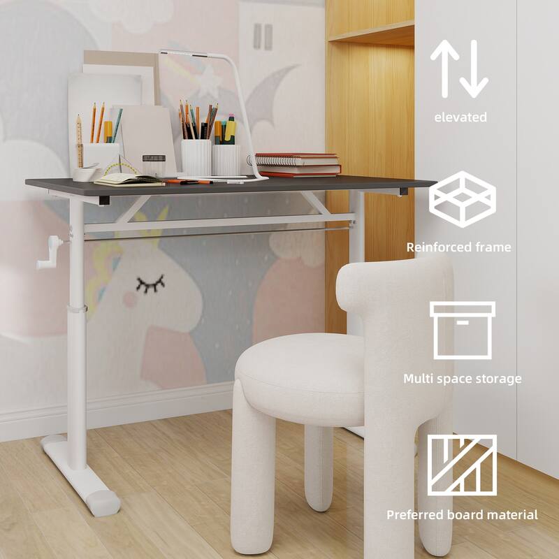 Adjustable Study Desk for Kids & Adults - Height-Adjustable, Multi-Purpose Home/Office Desk, Compact Design