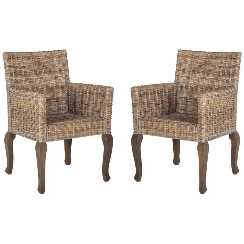 SAFAVIEH Alearda Natural Dining Chair (Set of 2) - 23" x 24.4" x 34" - 23Wx24Dx34H