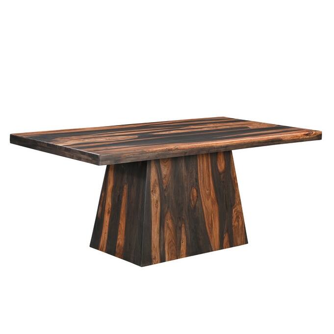 HomeRoots 75" Brown Solid Wood Pedestal Base Dining Table - 75 in. x 30 in. x 38 in.