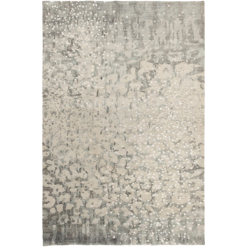 Hand-Knotted Giana Abstract Wool Area Rug - 10' x 14' - 10' x 14' - Grey/Ivory