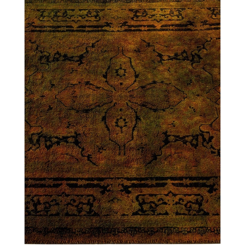 Overton Hand Knotted Wool Vintage Inspired Modern Contemporary Overdyed Yellow Area Rug - 2' 8" x 4' 1"