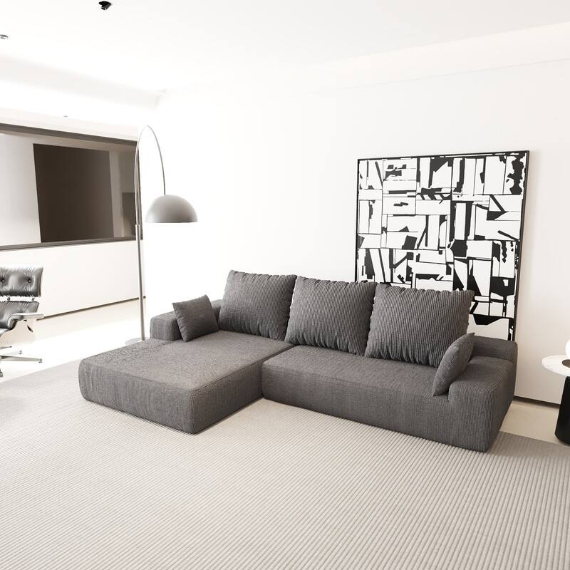 Momei L-Shaped Sofa - High-Density Foam with Spring, Multiple Cushions, Living Room