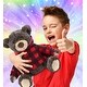 preview thumbnail 2 of 5, DolliBu Plush Brown Bear and Moose with Red Plaid Hoodie - Set of 2 - 10Lx8Wx9H inches