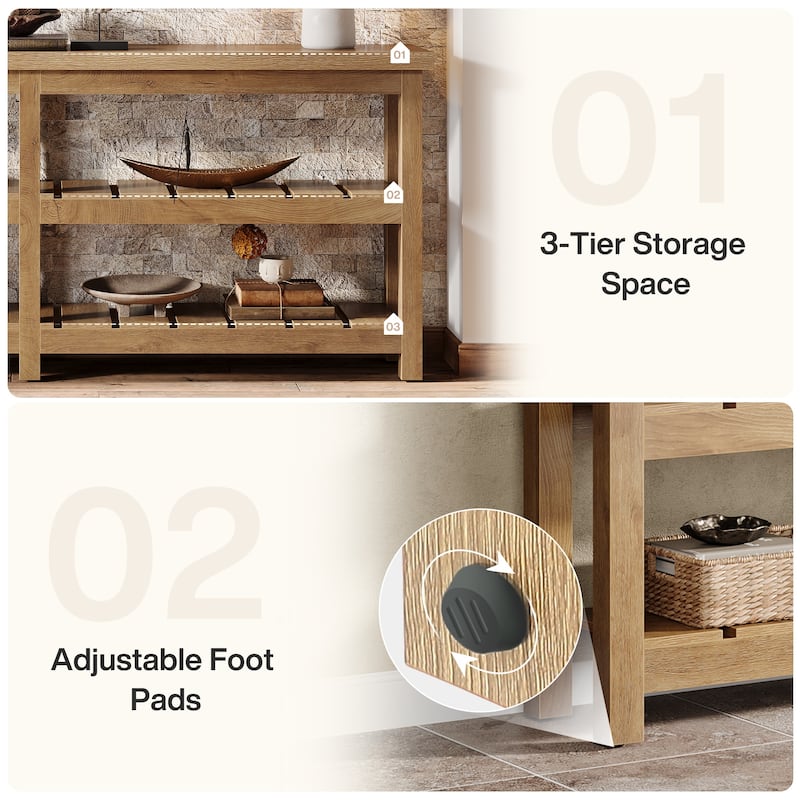 70.86-Inch Extra Long Console Table, Wooden Entryway Table, 3-Tier Sofa Table for Living Room, Hallway, Entrance, Foyer