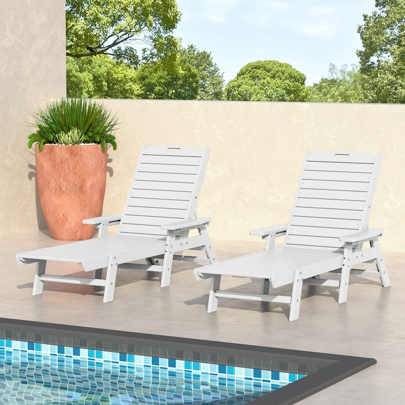 Laguna Hdpe All Weather Outdoor Patio Pool Reclining Chaise Lounge (Set Of 2)