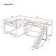 preview thumbnail 18 of 25, Full and Twin L-Shaped Bunk Kids Bed with Slide, Guardrails and Sturdy Pine Frame, Grey